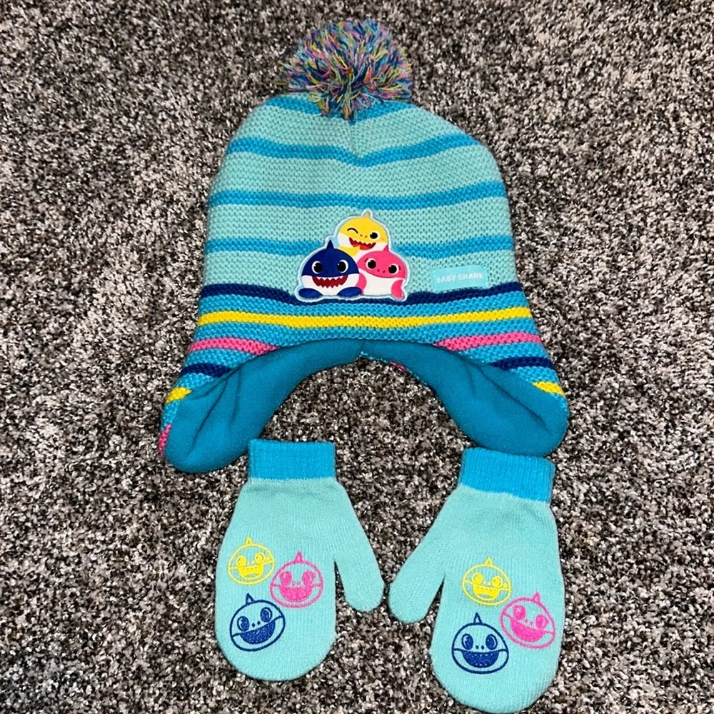 PinkFong Baby Shark Hat and Mittens One Size Fits Most Kids